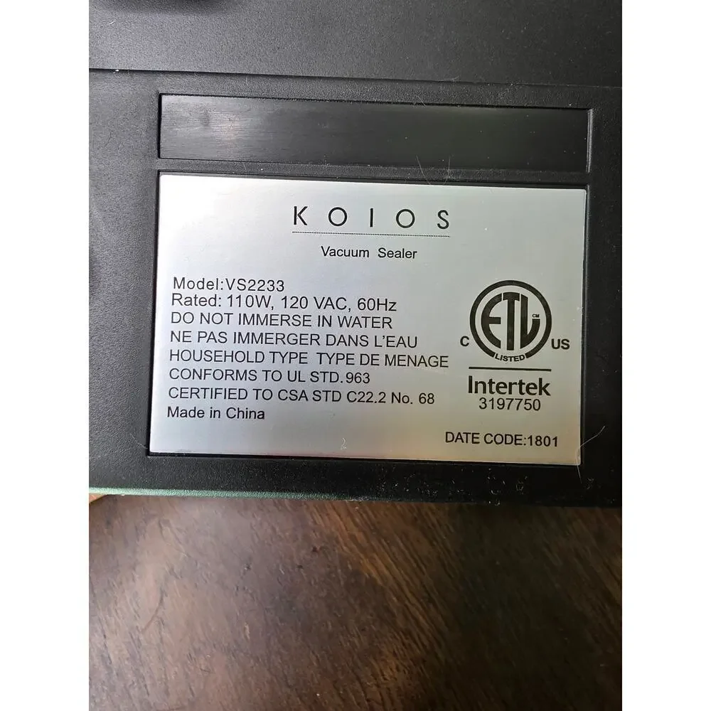 KOIOS VS2233 80Kpa Automatic Food Vacuum Sealer with Starter‎ Kit Dry & Moist